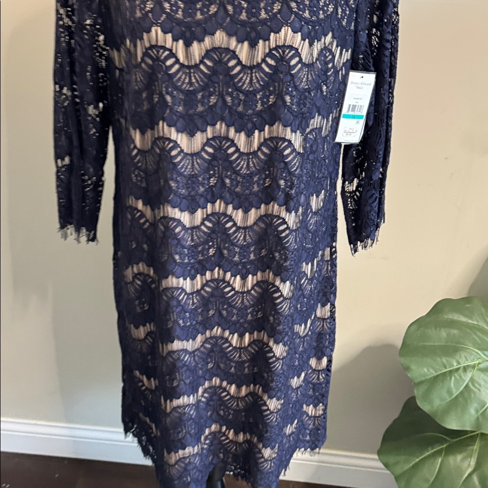 Jessica Howard Lace Dress Size 16 NWT Navy Midi Wedding Guest Mother‎ of Bride - Picture 4 of 9